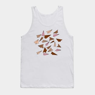 Earthy colors doodle of paper planes pattern Tank Top